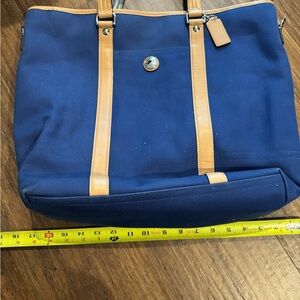 Coach Navy and Tan Tote Bag